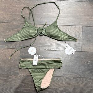 PQ Olive Green Two-Piece Bikini with Ring Detail - Women Swim size S